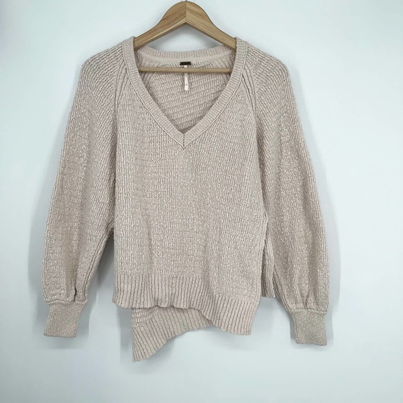 Free People Cream V-Neck Sweater - Picture 7 of 14
